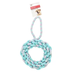 Hondenspeelgoed ring touw met tpr 34cm