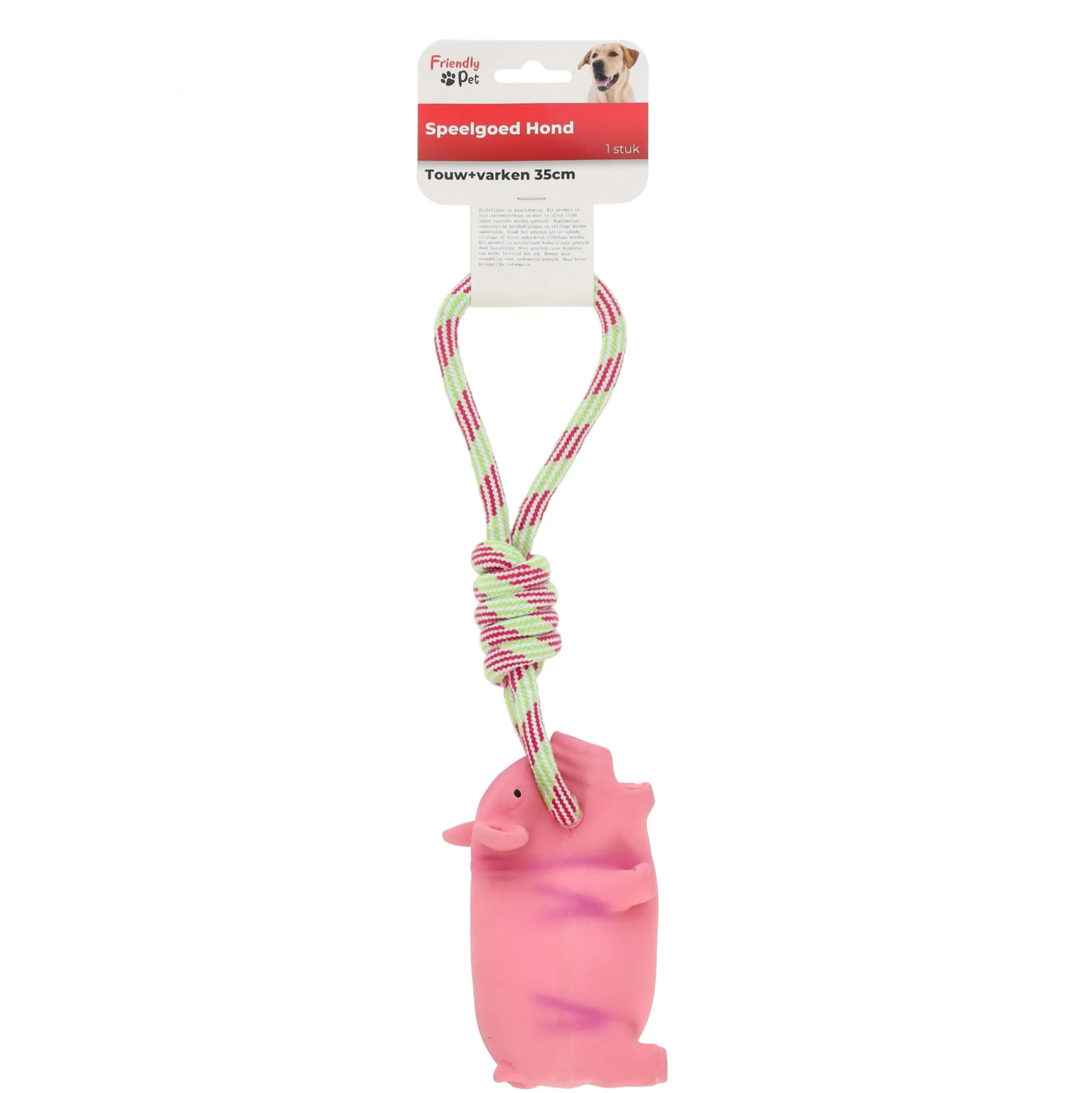 Hondenspeelgoed touw met varken 35 cm