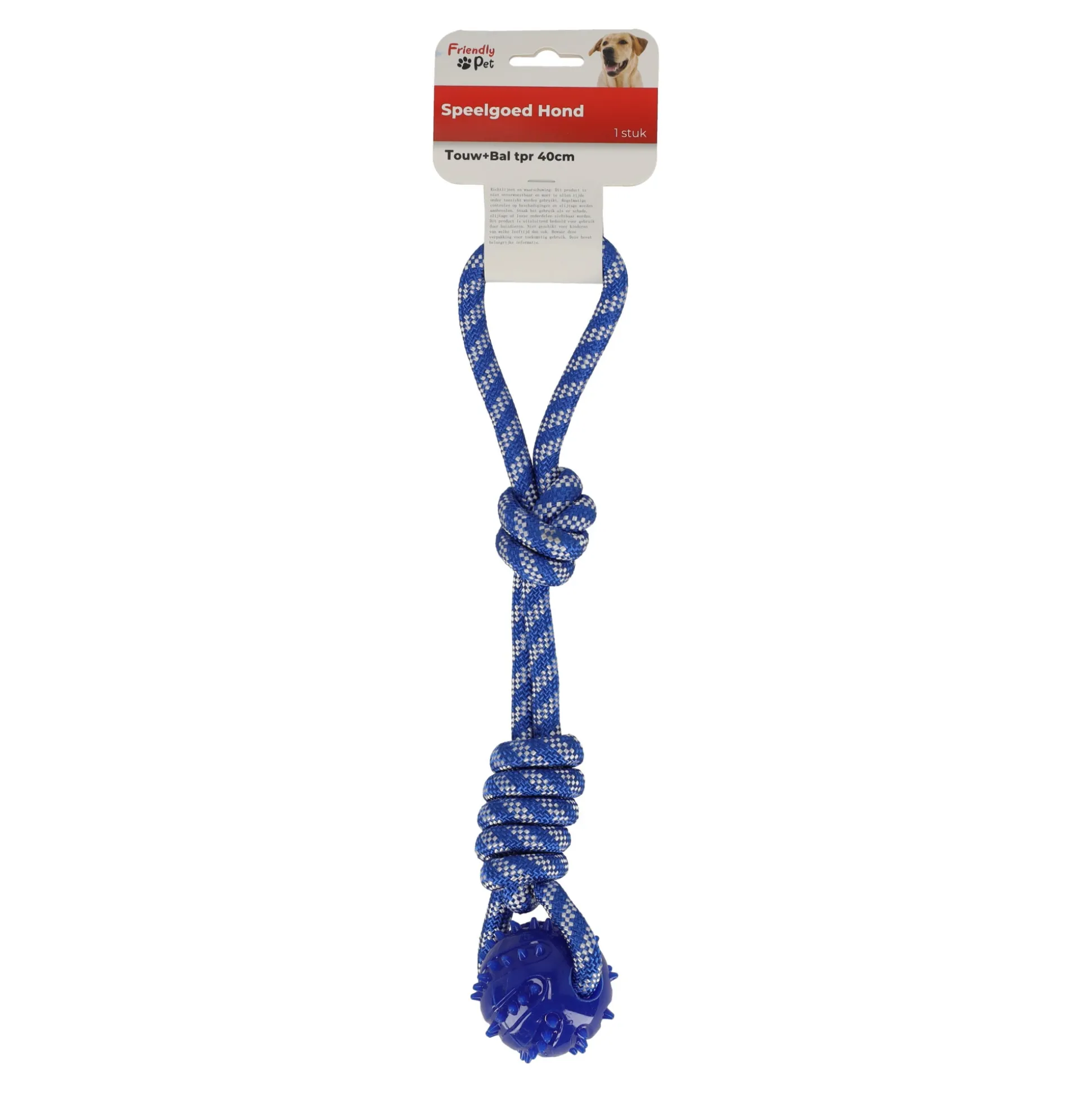 Hondenspeelgoed touw+bal tpr 40cm