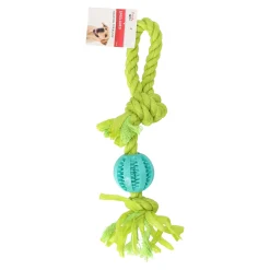 Hondenspeelgoed touw+bal TPR blauw