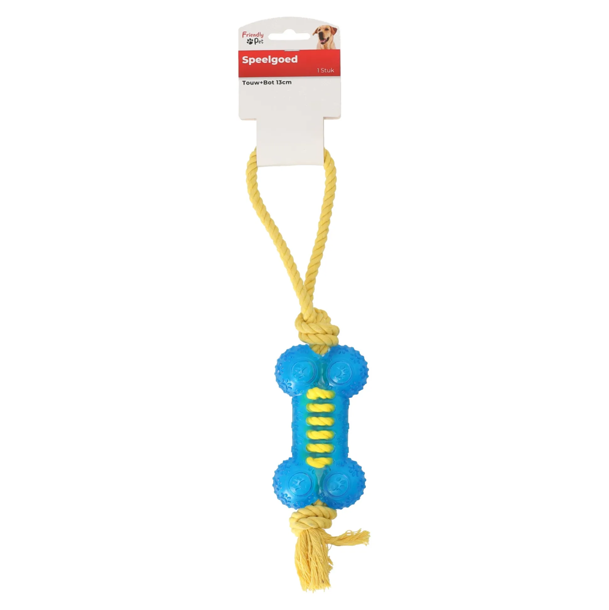 Hondenspeelgoed touw+bot 13cm