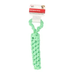 Hondenspeelgoed touw+hendel gr/bl 35cm