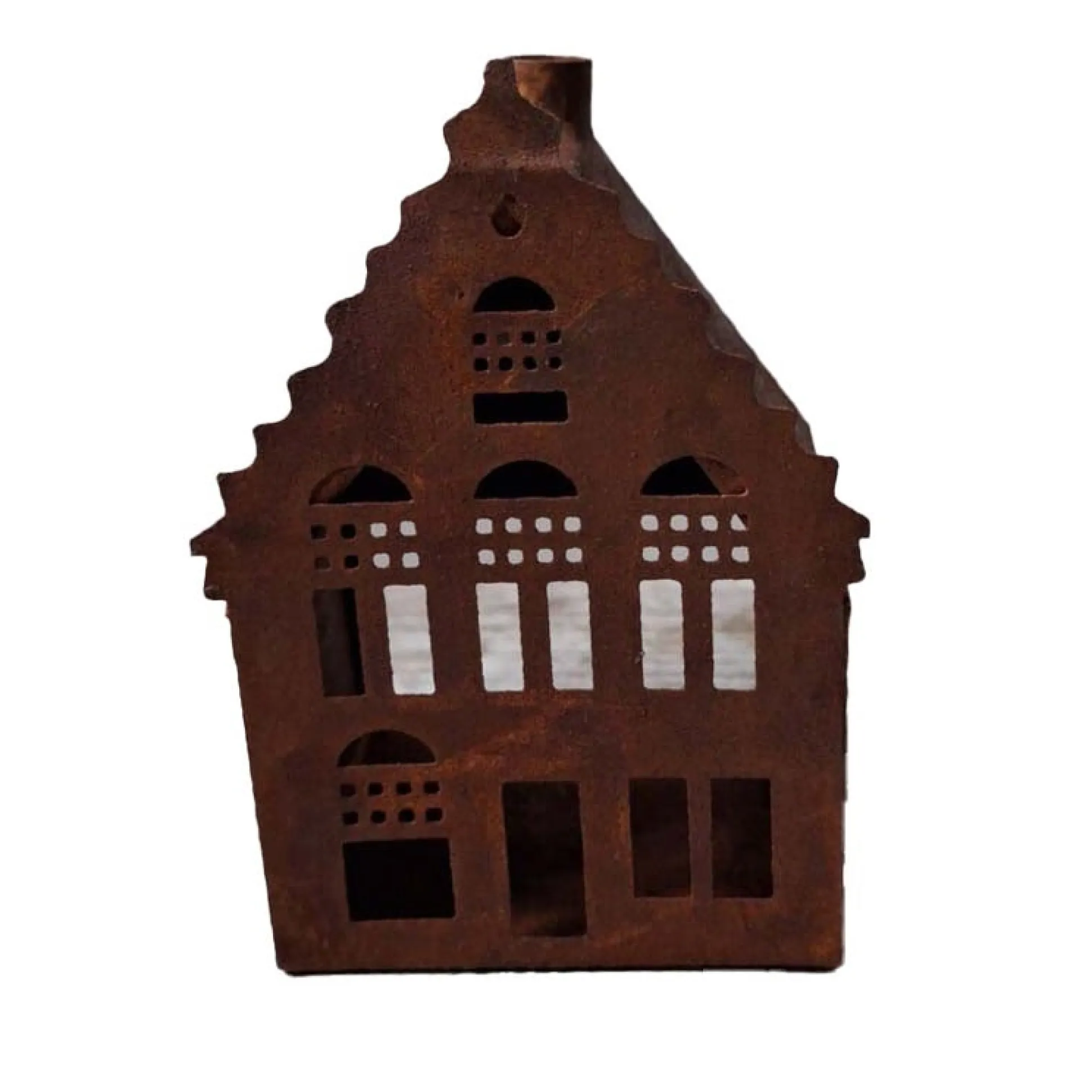 Huis deco 8 x 11 cm roest
