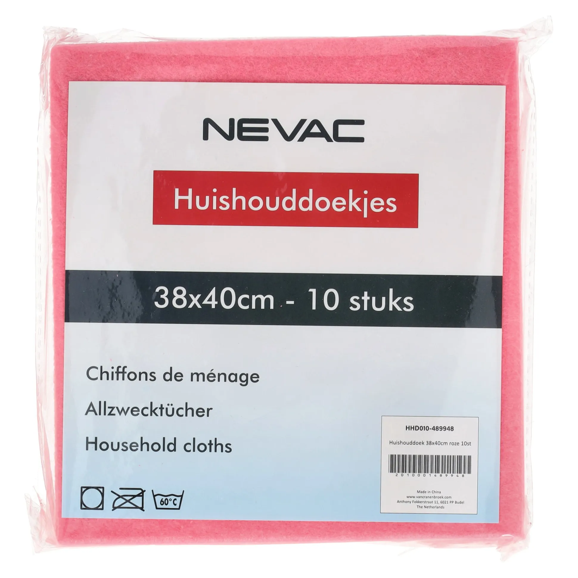 Huishouddoek 38 x 40 cm roze 10st