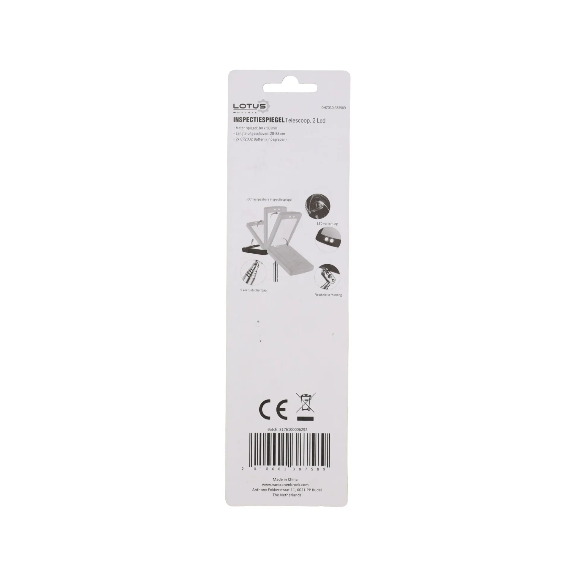 Inspectiespiegel telescoop +LED Lotus