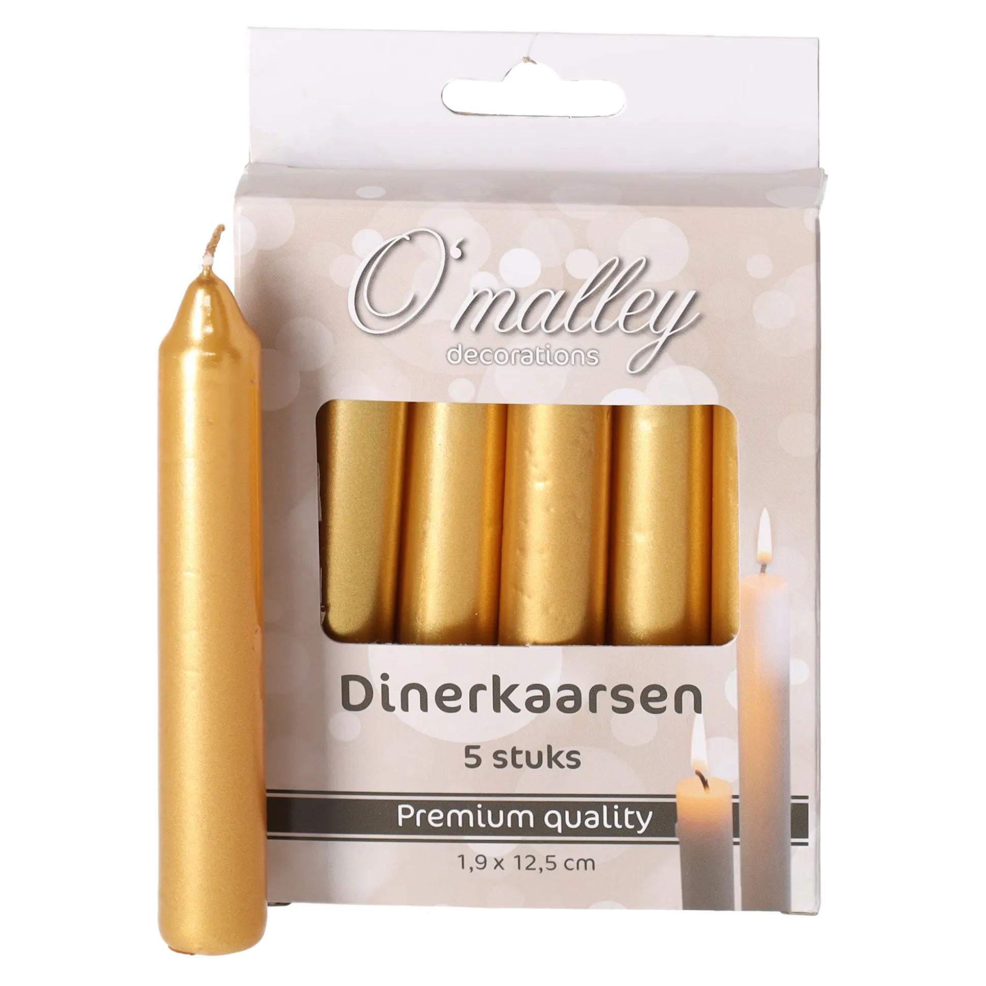 Kaars Diner 12 cm Goud 5 Stuks O'malley