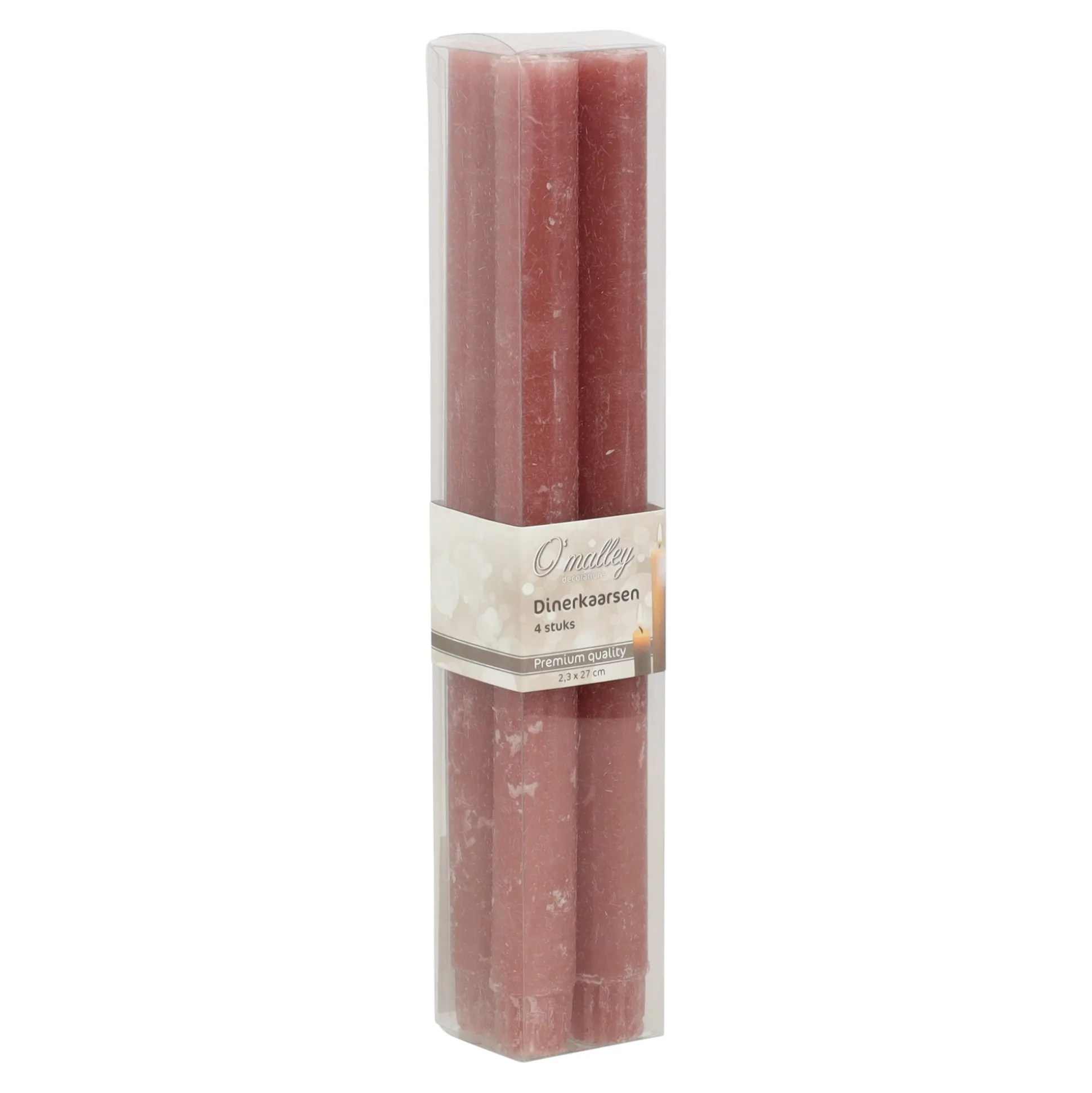 Kaars diner rustiek oud roze 4st