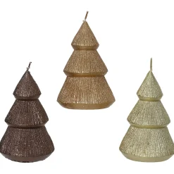 Kaars kerstboom glitter goud 12 cm