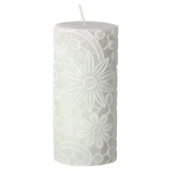 Kaars lace 7 x 10 cm groen wit