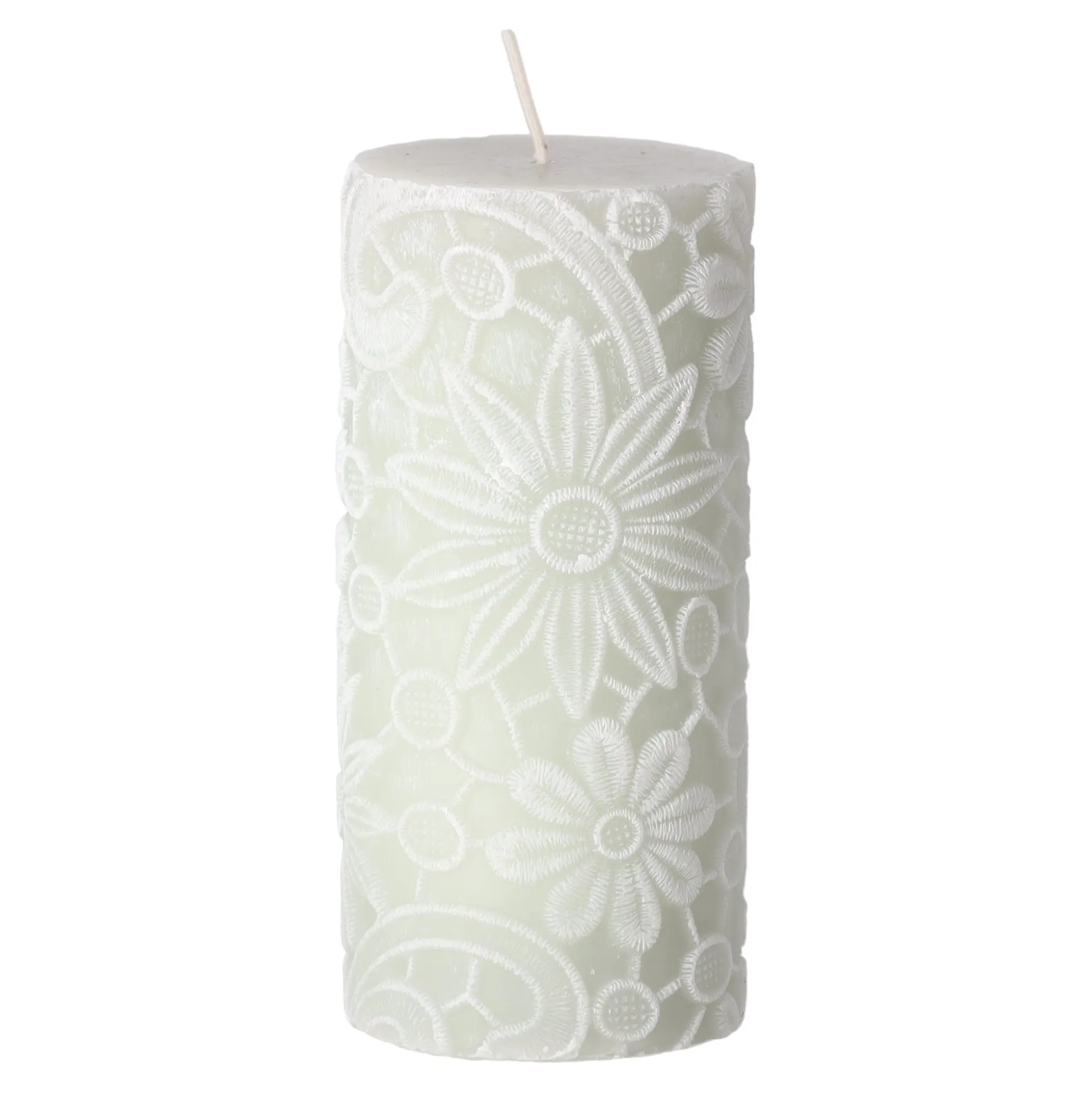 Kaars lace 7 x 10 cm groen wit