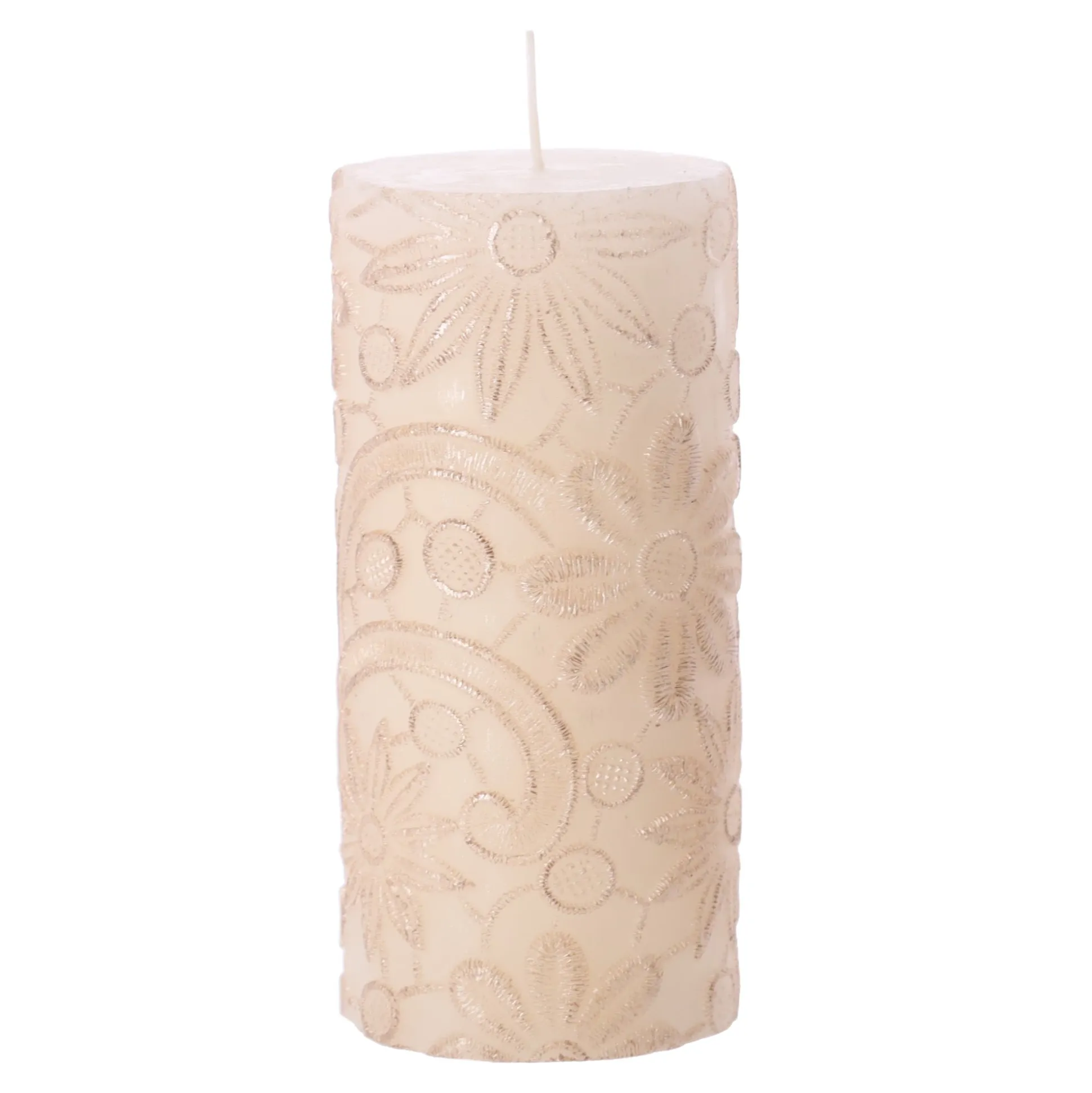 Kaars lace 7 x 10 cm wit goud
