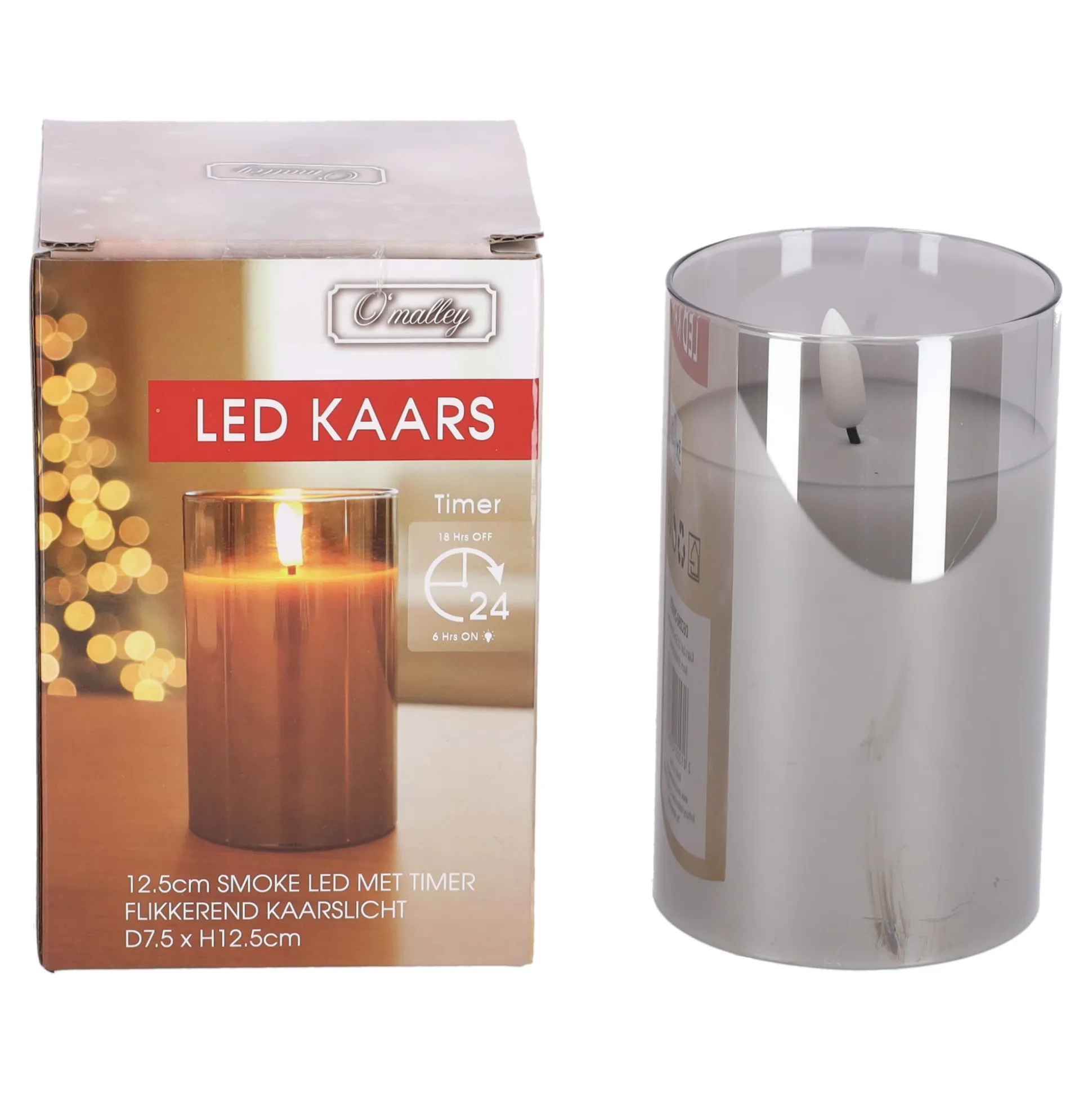 Kaars LED 12,5 cm smoke LED