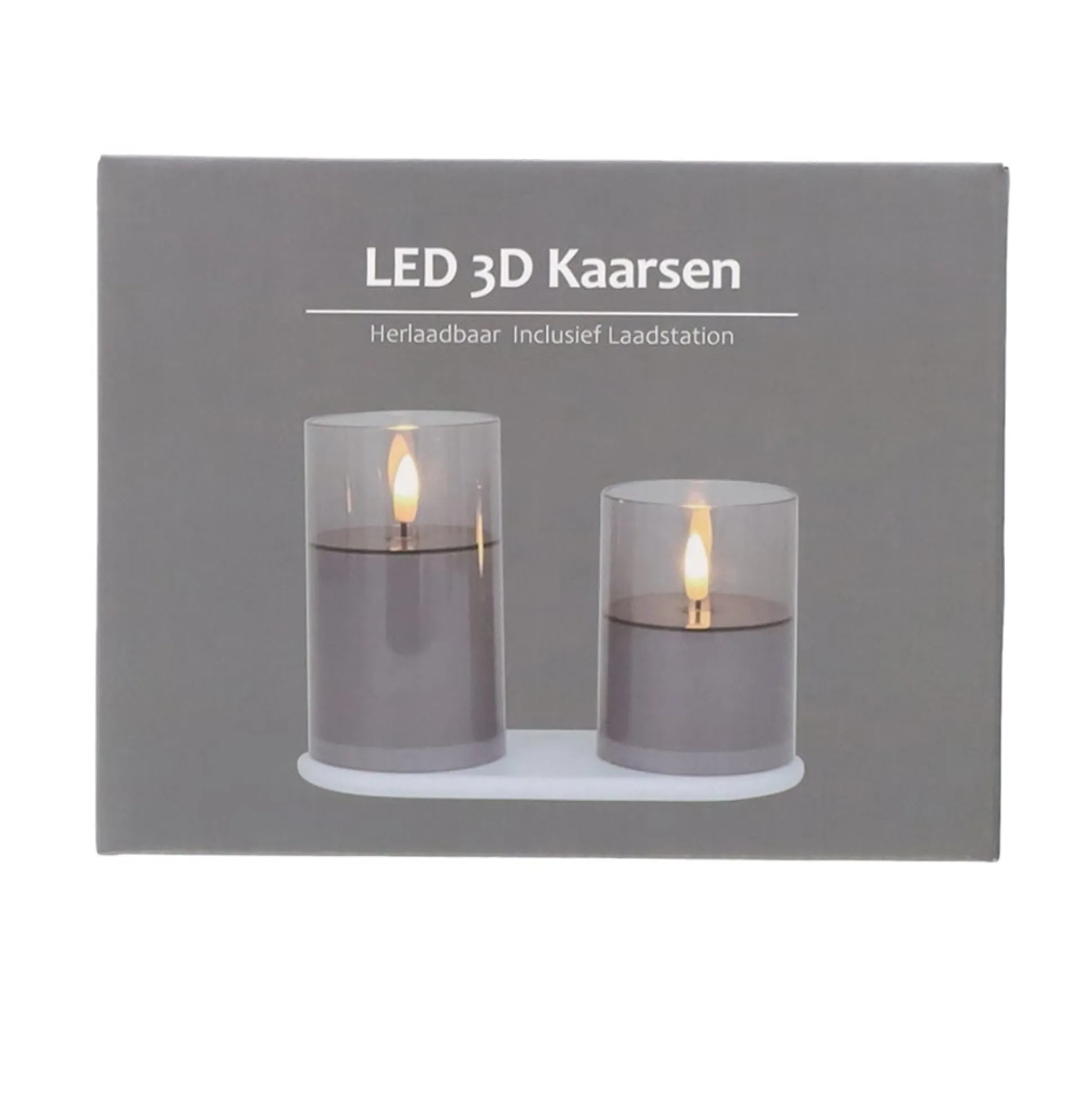 Kaars LED set 2 antraciet oplaadbaar