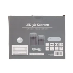Kaars LED set 2 antraciet oplaadbaar
