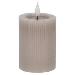 Kaars rib melt LED 7 x 10 cm taupe