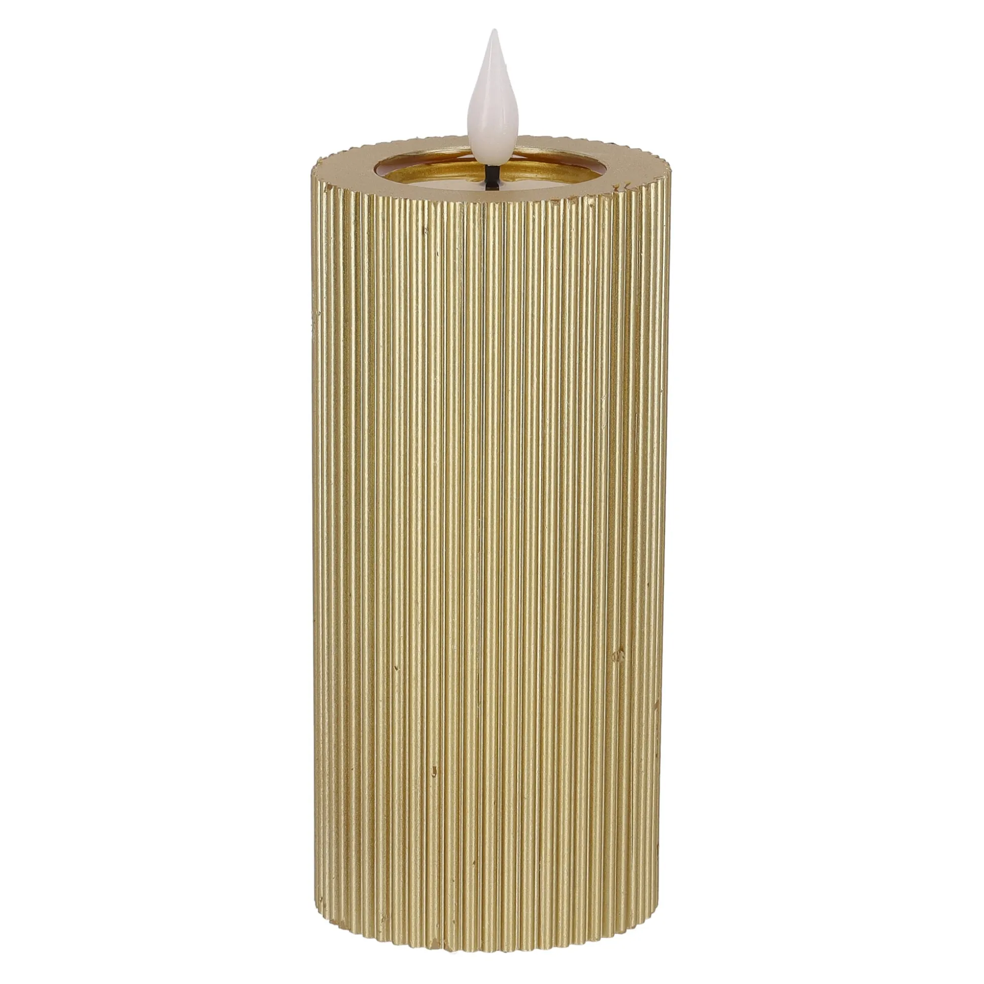 Kaars rib melt LED 7 x 15 cm goud