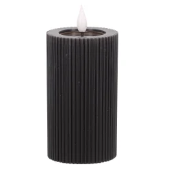 Kaars rib melt LED 7 x 12 cm zwart