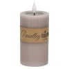 Kaars rib melt LED 7 x 12 cm taupe