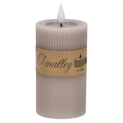 Kaars rib melt LED 7 x 12 cm taupe