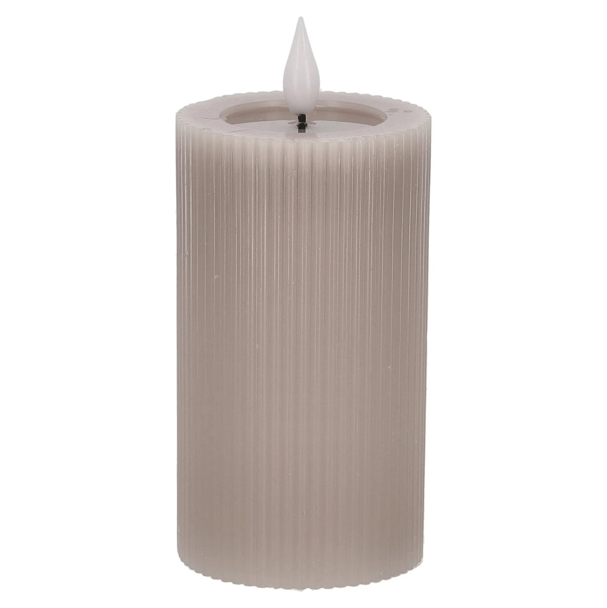 Kaars rib melt LED 7 x 12 cm taupe