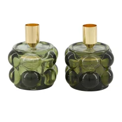 Kaarshouder glas groen 8 x 10 cm 2 assorti