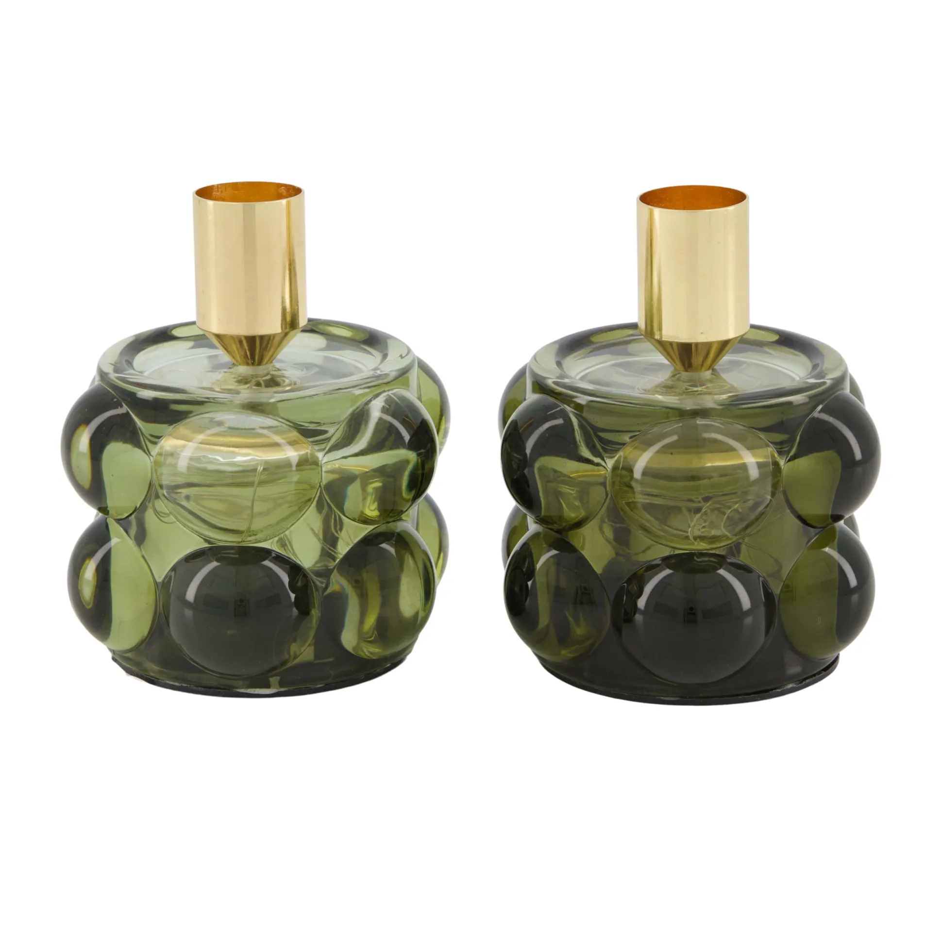 Kaarshouder glas groen 8 x 10 cm 2 assorti