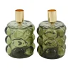 Kaarshouder glas groen 8 x 12 cm 2 assorti