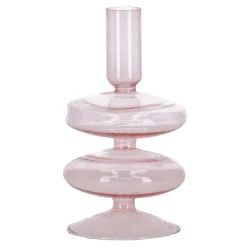 Kaarshouder glas roze 8 x 16 cm