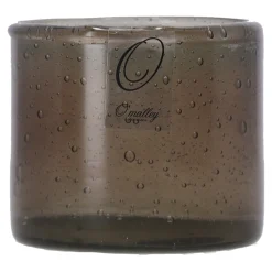 Kaarshouder glas Rusa zwart 7 x 7 cm