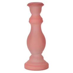 Kaarshouder van glas 7 x 20 cm roze, 2 assorti