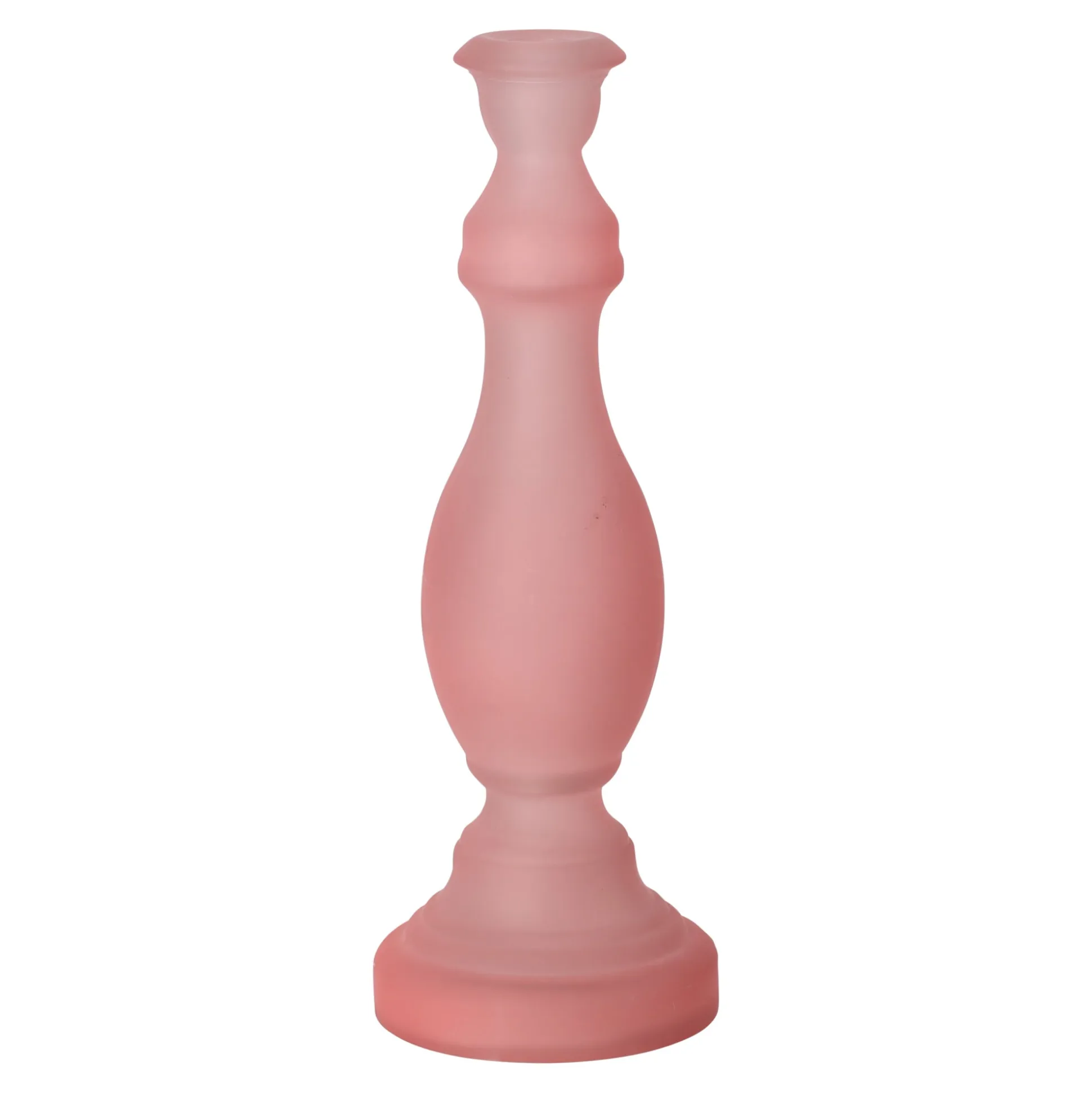 Kaarshouder van glas 10 x 30 cm roze, 2 assorti