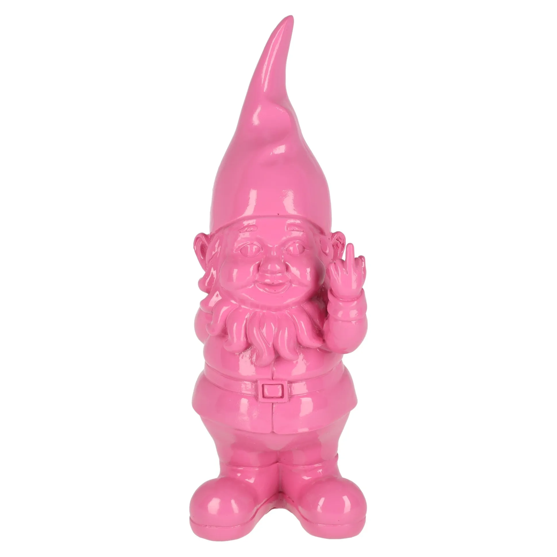 Kabouter met middelvinger 27 cm fuchsia