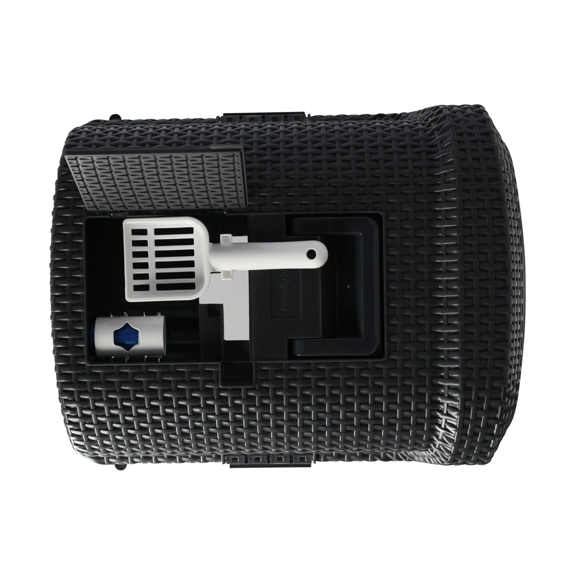 Kattenbak rattan grijs FP