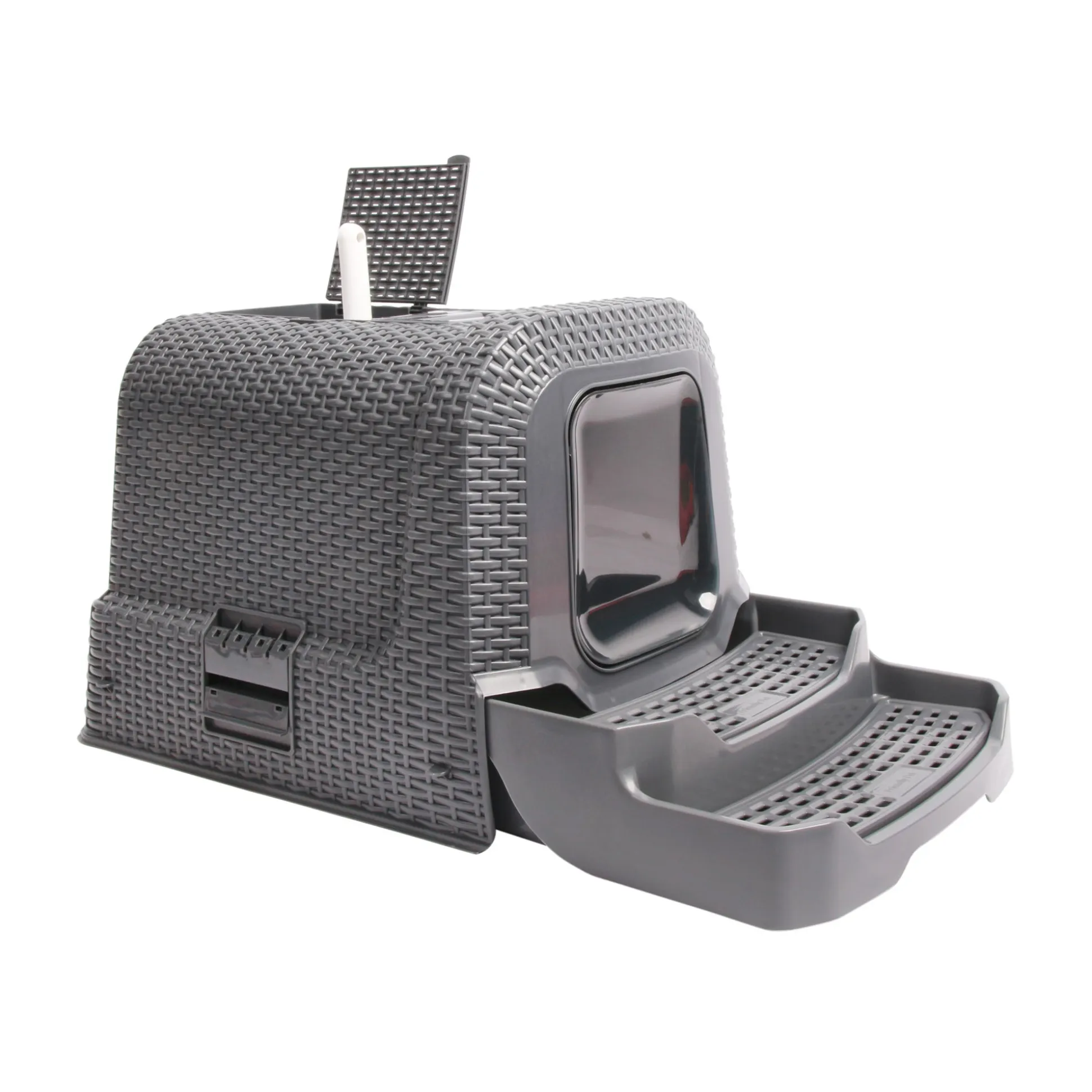 Kattenbak rattan grijs FP