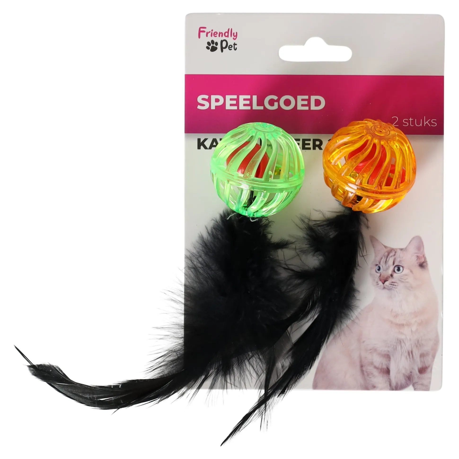 Kattenspeeltje bal + veer 2st FP