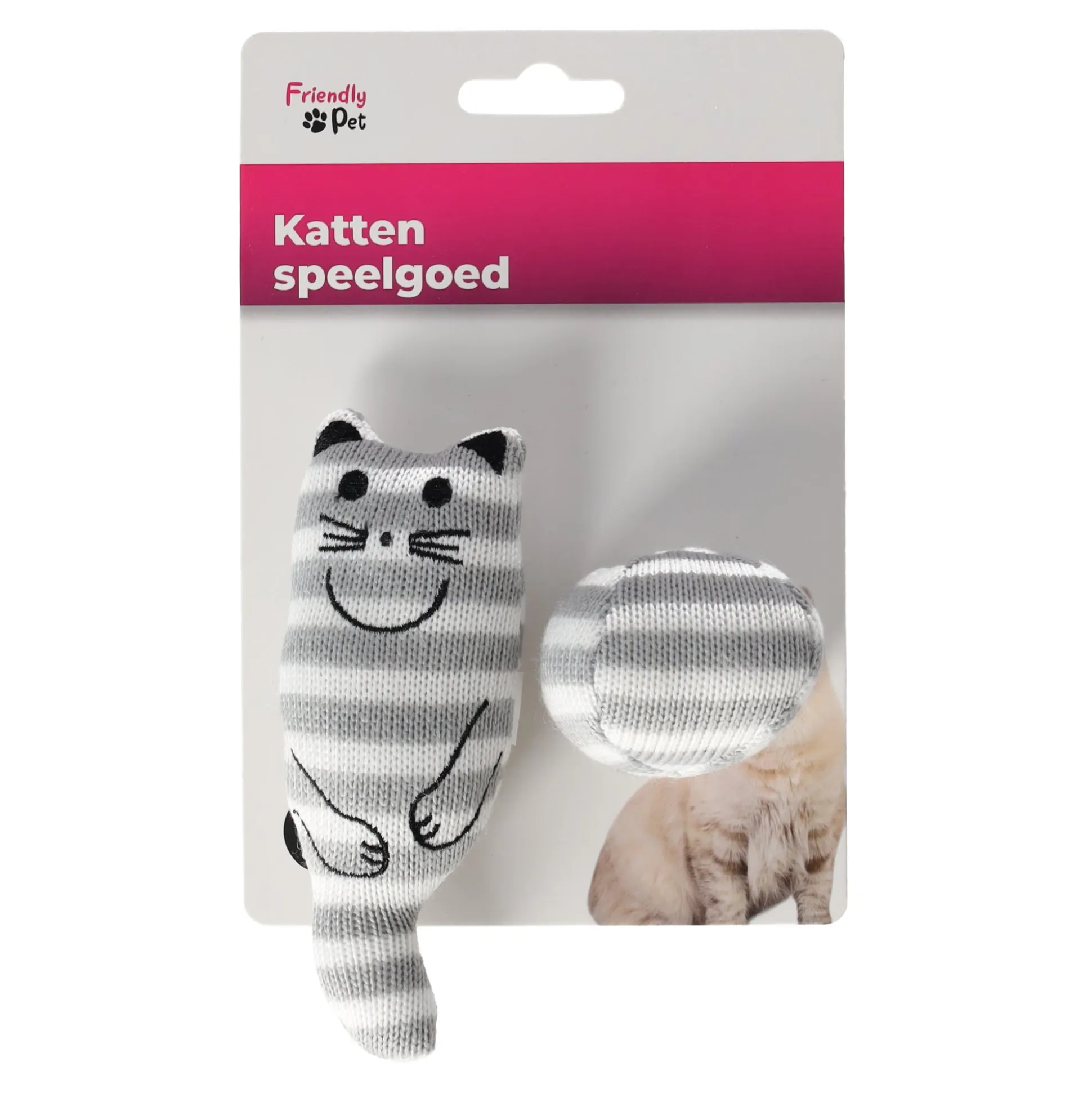 Kattenspeeltje kat + bal grijs Friendly Pet