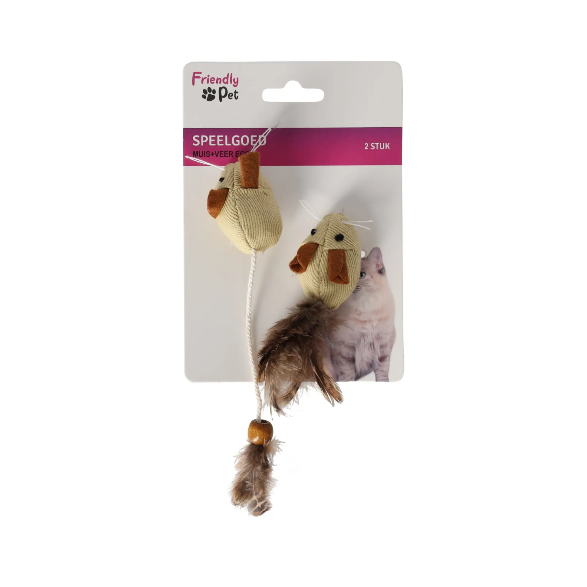 Kattenspeeltje muis + veer eco FP
