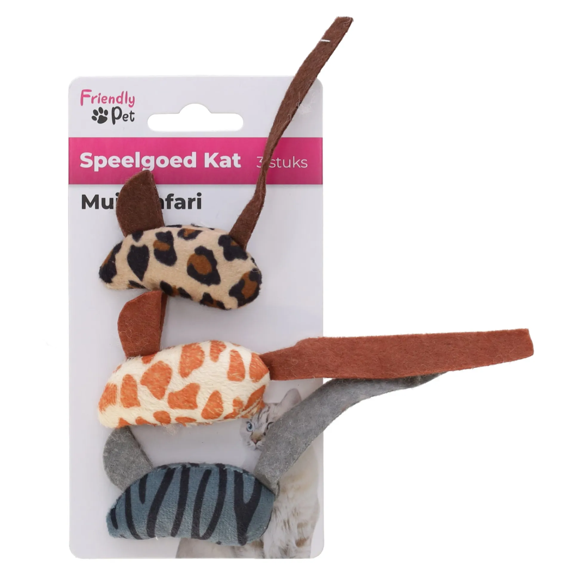 Kattenspeeltje muis safari 3st FP