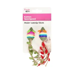 Kattenspeeltje muis+catnip 13cm 2st FP