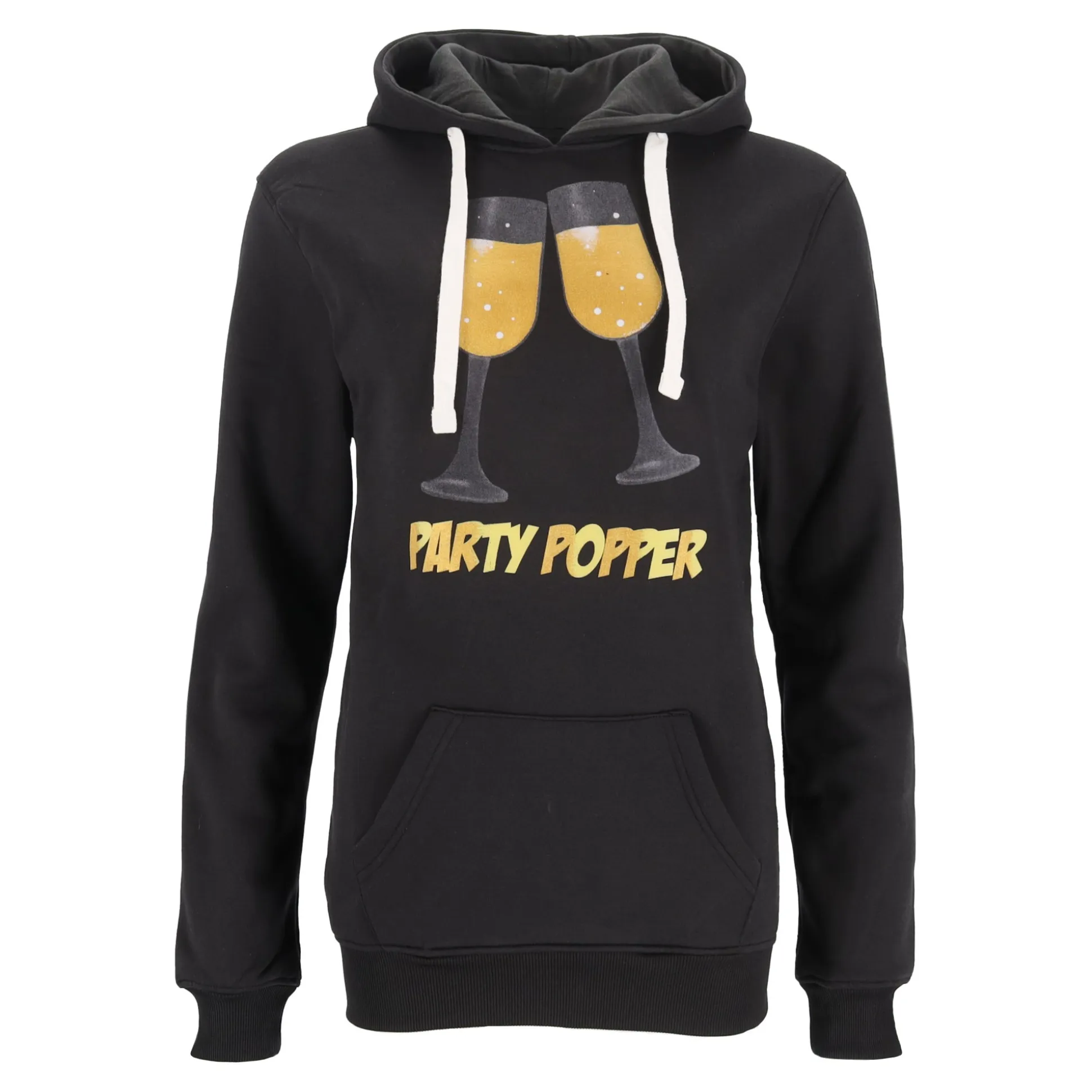 Kerst hoody Party Popper zwart XS