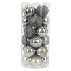 Kerstbal 6 cm mix koker 24st mouse grey