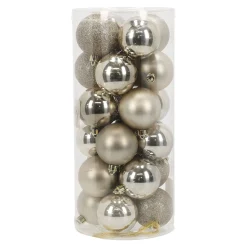 Kerstbal 4cm mix koker 24st cream