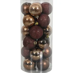 Kerstbal 4cm mix koker 24st bruin