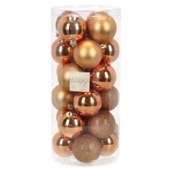 Kerstbal 4cm mix koker 24st soft copper