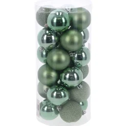 Kerstbal 4cm mix koker 24st pine green