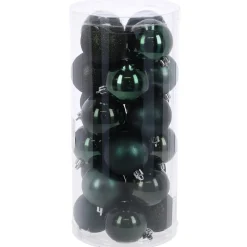 Kerstbal 4cm mix koker 24st forest green