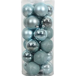 Kerstbal 4cm mix koker 24st iceblue