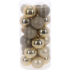 Kerstbal 6cm mix koker 24st soft gold