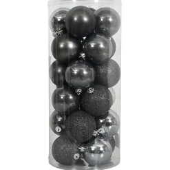 Kerstbal 4cm mix koker 24st antraciet
