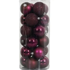 Kerstbal 6cm mix koker 24st ruby red